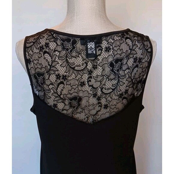 Spense Black Size 12 Straight Knee-length Dress with Drop Neck and Lace Accents - Picture 4 of 8